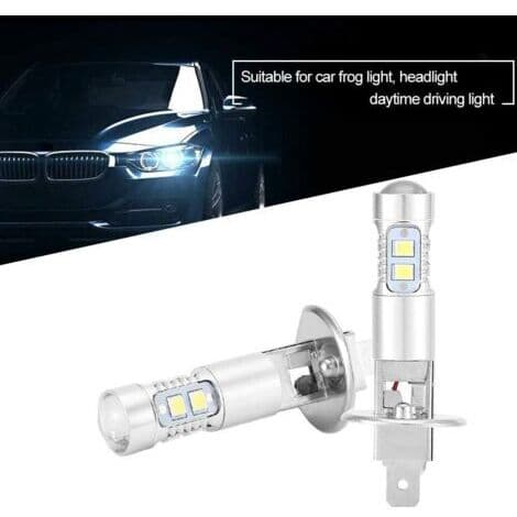 Superhvite 100W LED-frontlyspærer Kit Tåkelys Kjørelys 2X H1 6000K