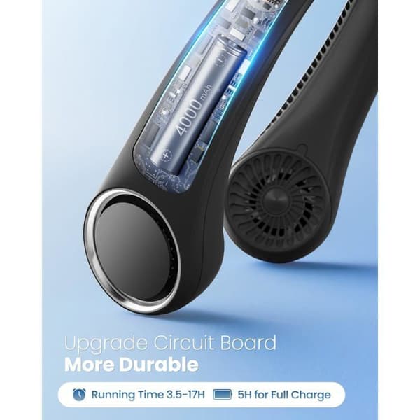 Bærbar Ventilator - XVX - Bladeless Model - 3 Hastigheder - USB Genopladelig - Sort