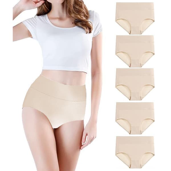 High-waisted briefs (5-pack) Beige L Beige Beige L
