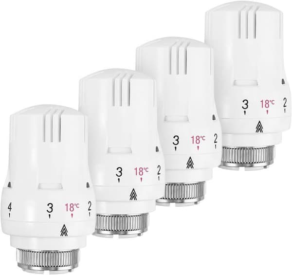 Sett med 4 termostatiske radiatorventiler