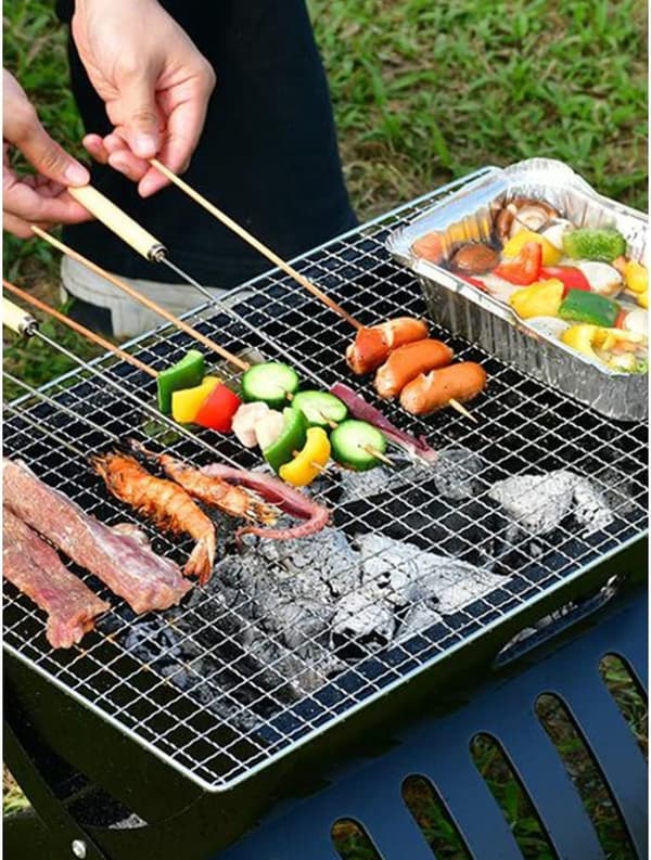 Rustfrit stål BBQ Grill Udendørs Grill Køkken BBQ Tilbehør 45x30cm 1PC