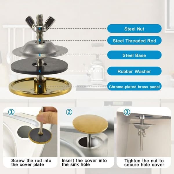 Vaskeafløbsprop - JZSH - Forkromet messing - 5 cm diameter - Nem installation - Elegant design