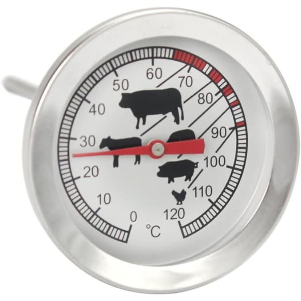 Stektermometer i rostfritt stål - analog kötttermometer upp till 120°C - grilltermometer - köttsond