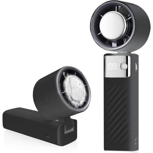Bærbar ventilator. Mini genopladelig ventilator, 5000 mAh, justerbar hastighed (1 til 199 hastigheder, sort).