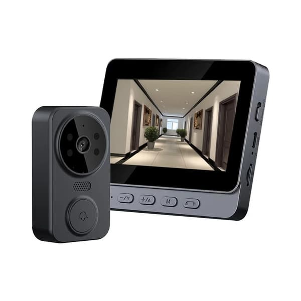 Trådlös visuell intercom dörrklocka med IPS-skärm, högupplöst videoövervakning, intelligent tvåvägsintercom