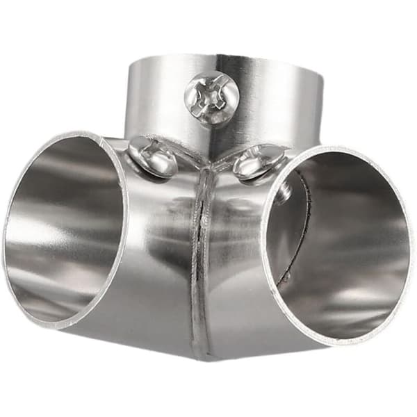 Sæt med 2 retvinklede rørfittings i rustfrit stål til tøjskinner, hylder, møbler og drivhuse (3-vejs retvinklet)