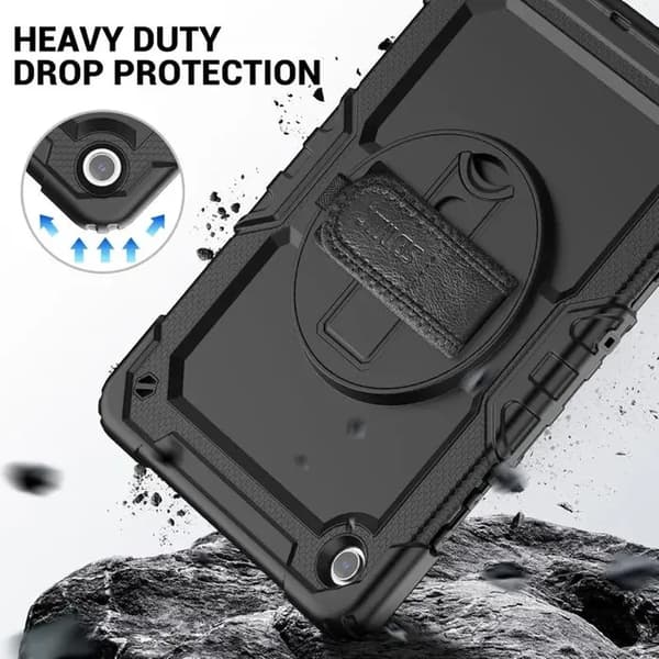 Etui for Galaxy Tab A9 Plus - SEYMAC - 2023 - 360° roterbart stativ - Justerbar håndleddsstropp - Penneholder