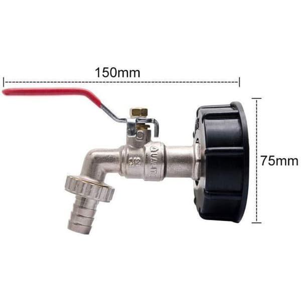S60X6 IBC Forkromet Messinghane, med 1/2\" (13mm) Slangetilslutning, Afløbstankadapter, til Havehane, til Tankadapter