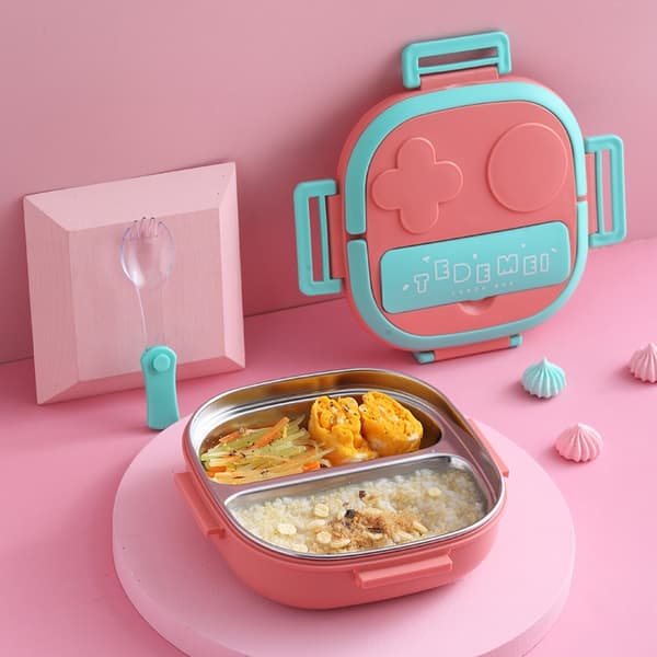 Matboks, bento-boks, matboks med rom, rustfritt stål, oppvarmet matboks