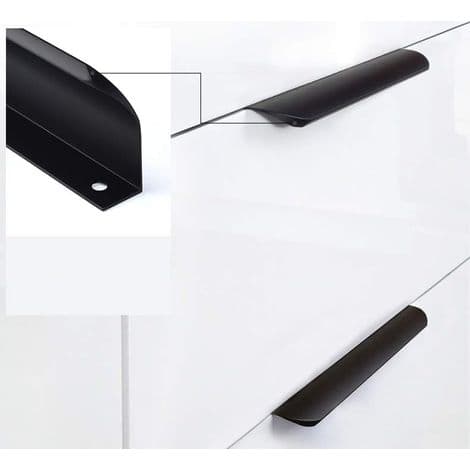 Sæt med 5 sorte profilgreb, sorte køkkenskabsgreb, matsorte aluminiumslegeringsgreb til køkken, 128 mm hulafstand, 150 mm længde