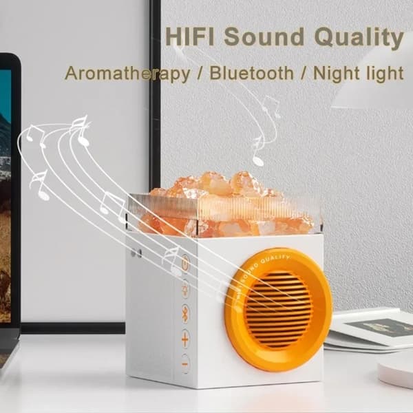 Trådløs Bluetooth-høyttaler for skrivebord, Aromaterapi Nattlys, HIFI Stereo Lyd, Krystallstein Lydkvalitet