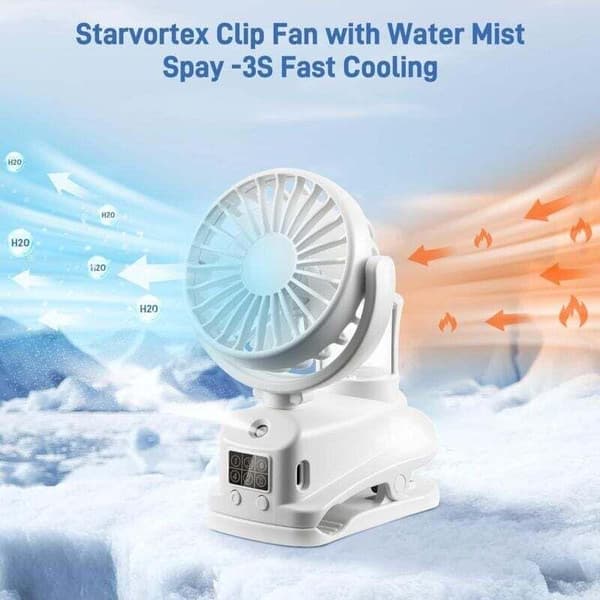 Mini genopladelig bærbar ventilator. Bærbar ventilator med fire hastigheder. USB bærbar ventilator - hvid.