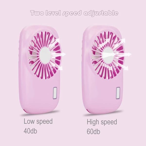JZSH Bærbar Ventilator - Mini USB Bærbar Ventilator, Pink - Justerbar Hastighed, Ideel til Kvinder og Børn