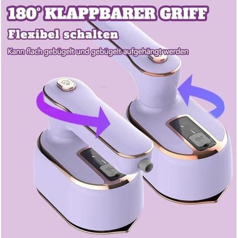 Bärbart 1000W hopfällbart ångstrykjärn, perfekt för resor och hem.