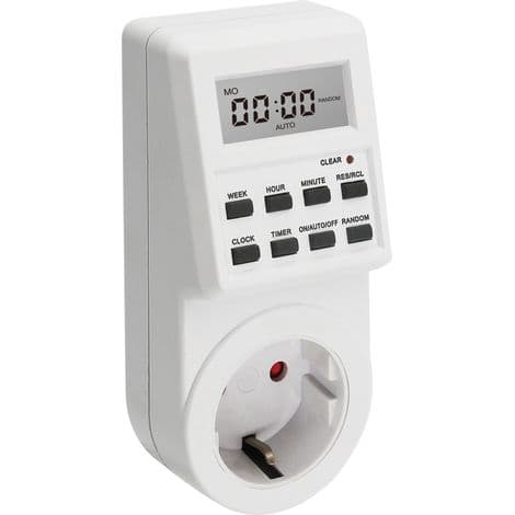 Digital og elektrisk pluggtimer, programmerbar plugg med vekslende syklus, nedtellingstimerplugg