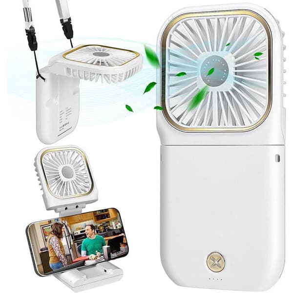 Bærbar ventilator - XVX - Sammenfoldelig USB - 3 hastigheder - 5000 mAh Power Bank - Stille