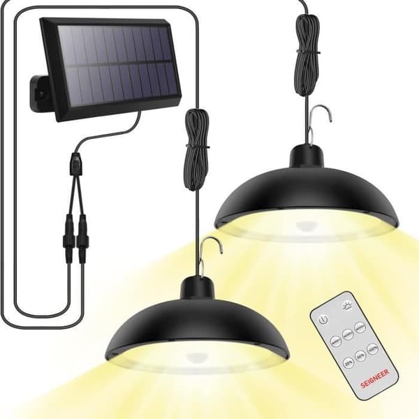Utendørs solcellelampe, 78 LED, 4 moduser, solcellelampe med bevegelsessensor, fjernkontroll, 360° justerbart solcellepanel