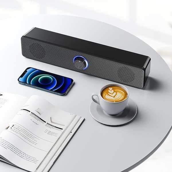 1002 Trådbunden Dubbel Högtalare, 3511 Trådlös Bluetooth, USB-driven, 3,5 mm AUX, 3D Undvikna LED-lampor