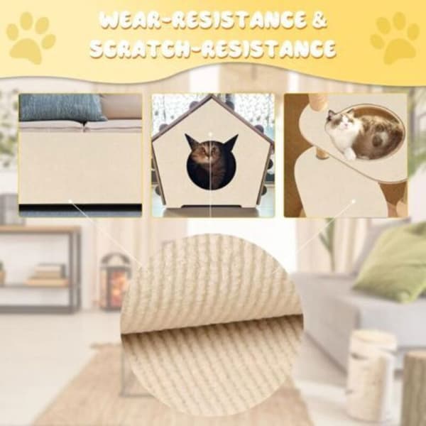 Selvklebende klorematte 200x40 cm for katter – Sofabeskytter, kan klippes, beige