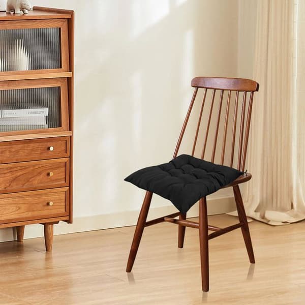 Stolehynde - 40 x 40 cm - Sort - Sæt med 4 - Fastgøres med bindebånd