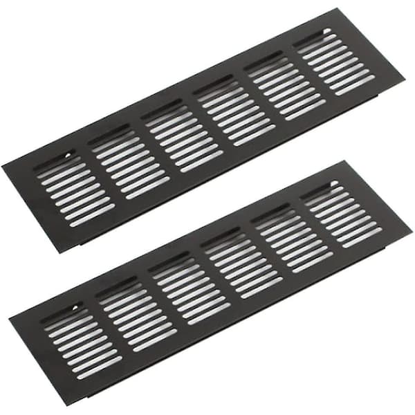 Sæt med 2 ventilationsriste, Aluminium, 250 x 80 mm, Sort