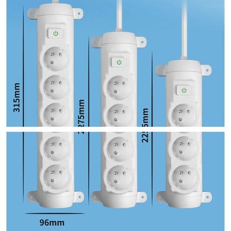 Strømskinnekonverter E-Sort – Ideel til kontor og rejser, adapter med afbryder, tre huller