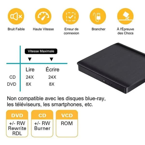 Ulkoinen USB 3.0 CD/DVD-asema - DVD-RW-poltin - Kompakti - Windows/Mac/Linux