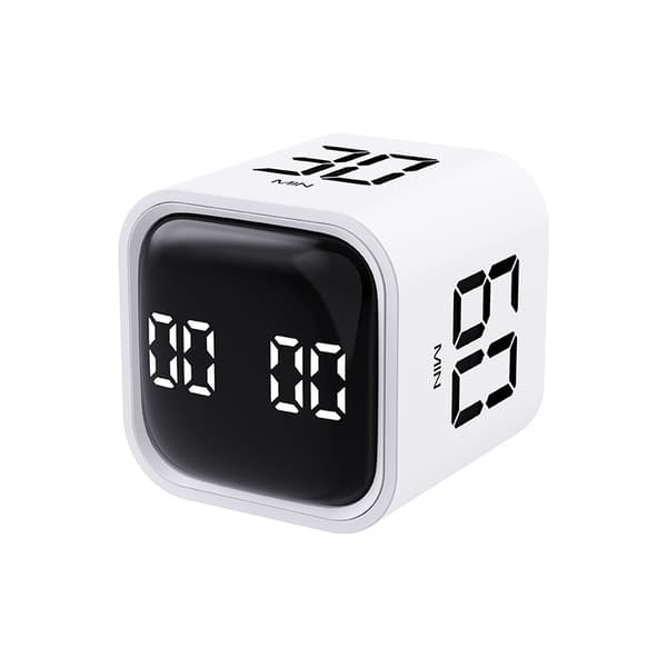 Mini Digital Timer med Gravitationssensor, LED-Display, 4 Forudindstillinger, Turisttilstande, Nedtælling, Madlavning Hvid