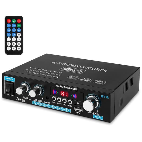Bluetooth-forstærker - HiFi - Mini 2-kanals forstærker - Sort - 0,55 kg - Trådløs