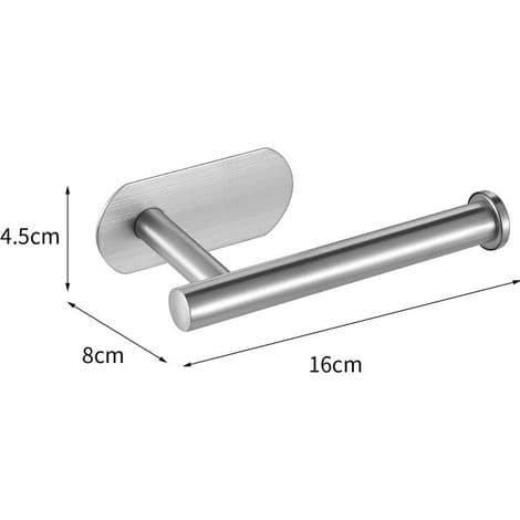 Selvklebende toalettpapirholder, ingen boring nødvendig, moderne design i rustfritt stål, sølv