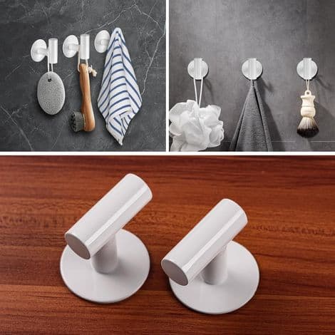 Selvklebende kroker, SUS 304 rustfritt stål badehåndkleholder, ingen boring nødvendig, rustfri, hvit