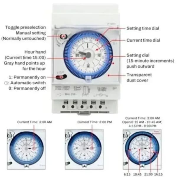 Pooltimer 16 A 250 V 24 timmar 15 minuter Inomhus/Utomhus
