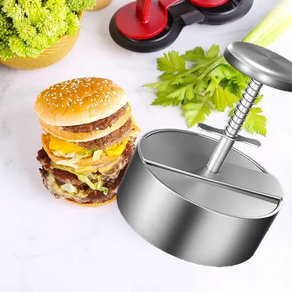 Justerbar hamburgerpresse i rustfritt stål, non-stick hamburgerform for grilling av biff