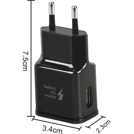 USB-strømladerpluggadapter for Samsung Galaxy S6/S8/S10, original hurtiglader, svart