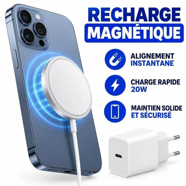 Trådløs lader - MagSafe-kompatibel - iPhone 14/13/12/11 - Hurtiglading - USB-C - Hvit