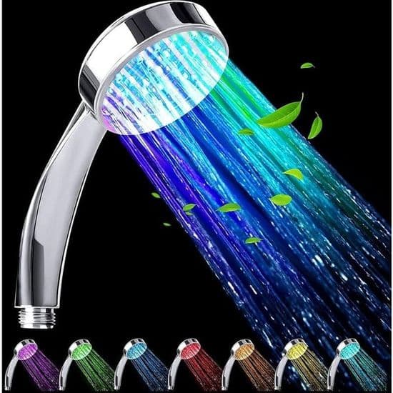 Duschhuvud - ZEAICOS - Universal - LED - Regneffekt - 7 strålar - Krom