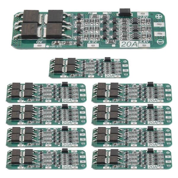 10 st 3S 20A BMS 18650 Li-Ion litiumbatteriladdarmodul BMS skyddskort PCB 11.1V 12V 12.6