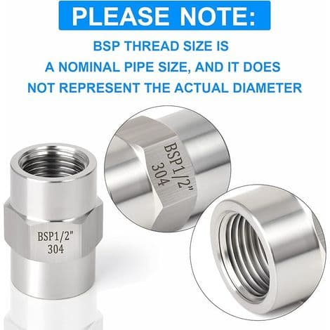 Stykker 1/2\" BSP Hun til Hun Sekskantfatning, 304 Rustfrit Stål Rørfitting Adapter til Industriel VVS