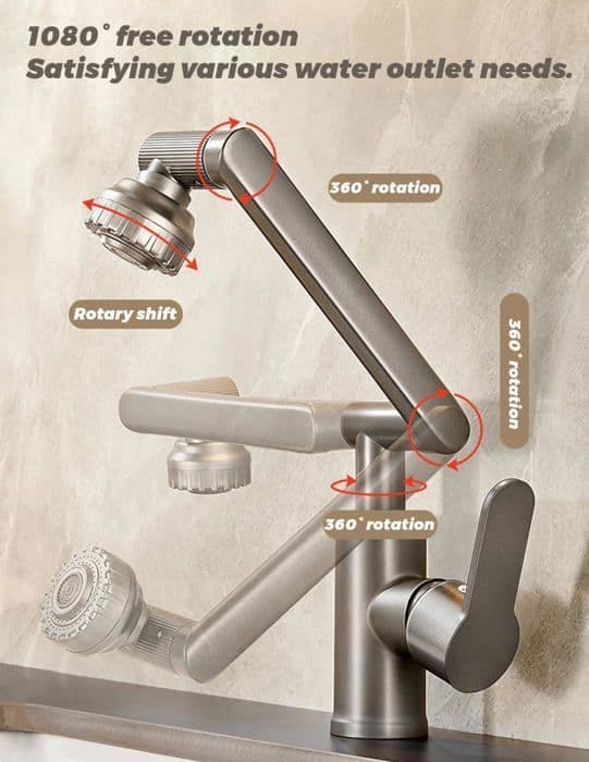 Kjøkkenkran - Høy - Fleksibel - Rustfritt stål - Uttrekkbar spray - 2 moduser