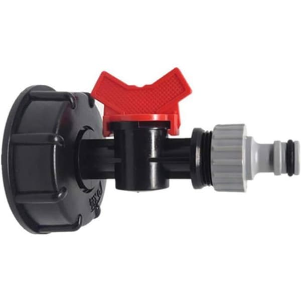 IBC Vanntankadapter - Nosheir - Integrert Kran - 3/4\" Hurtigkobling - Slitesterkt Plastmateriale