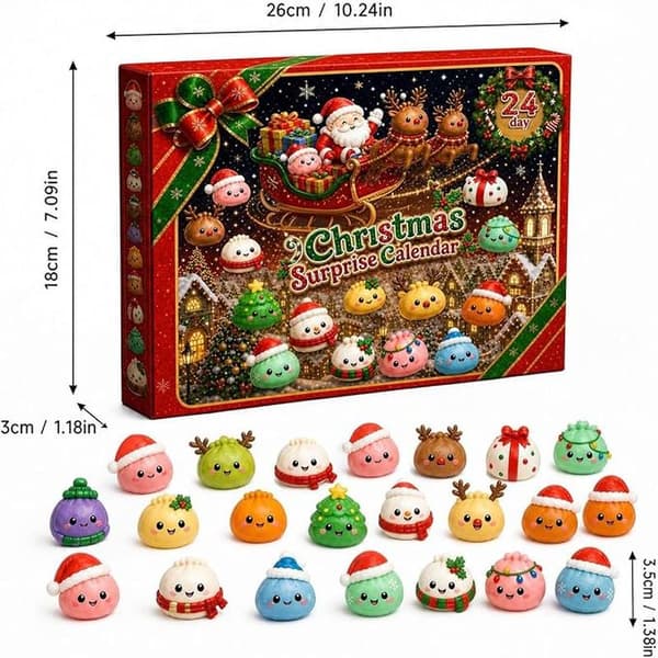 Jule Squishies Adventskalender 2026, 24-dagers nedtelling for voksne A
