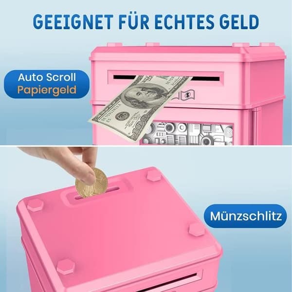 Minimyntdispenser Spargris - Elektronisk - ABS-plast - Egnet for jenter 3-12 år - Rosa