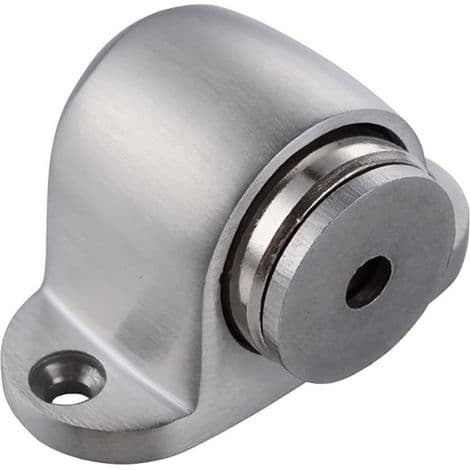 Magnetisk dörrstopp, golvmonterad, borstad metall