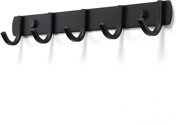 Vægmonteret knagerække - YNKKVRE - 5 kroge - Rustfrit stål - Moderne design - Sort