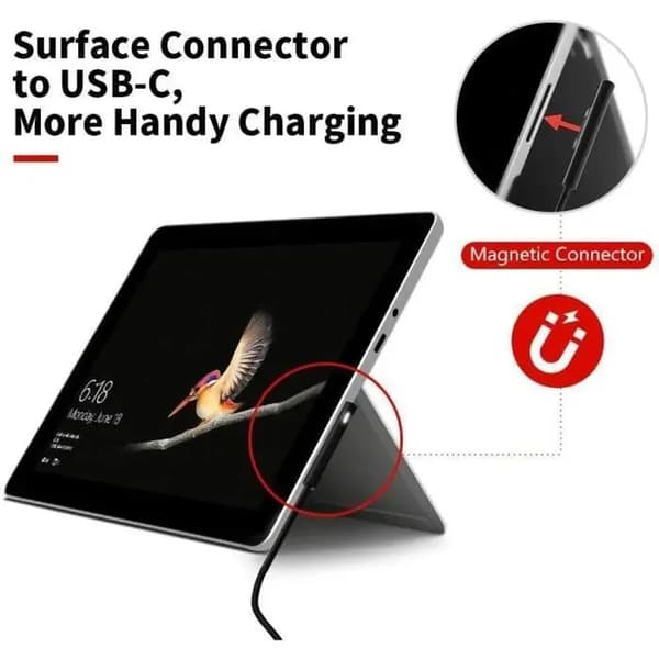 USB-C-latauskaapeli, Surface Connect - USB-C-latauskaapeli Microsoft Surface Pro X-7-6-5-4-3- ja Surface Laptop -laitteille