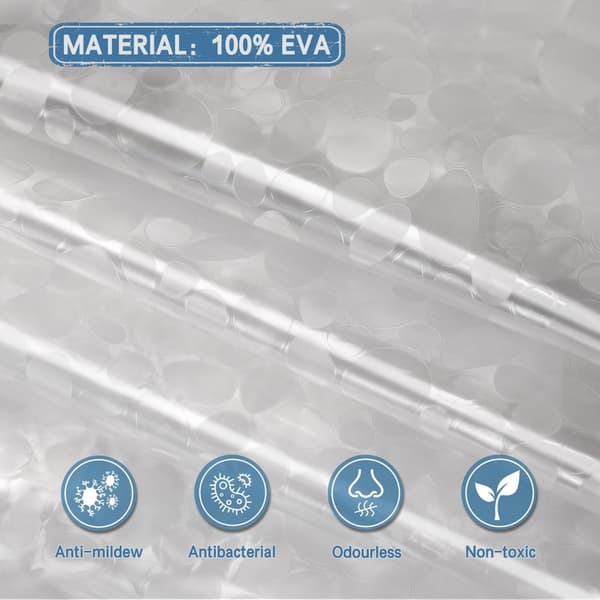 EVA Duschdraperi Vattentätt 3D-effekt Duschdraperier Stenmönster Halvtransparent Badrumsdraperi 180×180CM