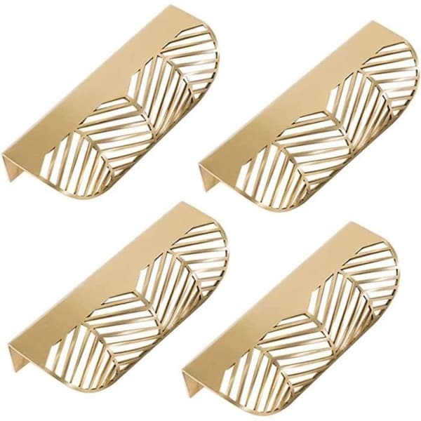 Møbelhåndtak - Gull - 4 stk - Messing - Bladdesign - Moderne stil