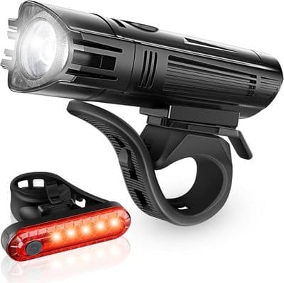 Kraftige LED-lys foran og bak, USB oppladbare, 2000 mAh, IPX4 vanntett, 4 lysmoduser