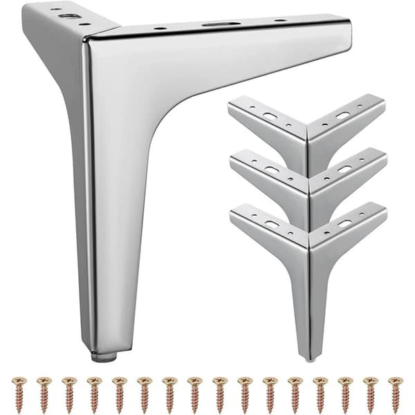 Sæt med 4 moderne trekantede møbelben i metal til garderobe, sofa, stol (17 cm)