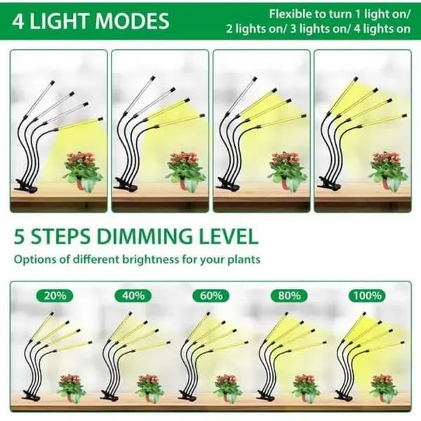 Växtbelysning - 80 LED-lampor 40W - 5 justerbara nivåer - Fullspektrum